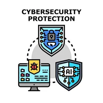Cybersecurity protection concept preventing digital data risks Stock Illustration