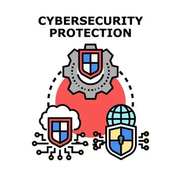 Cybersecurity protection concept vector illustrating digital security Stock Illustration