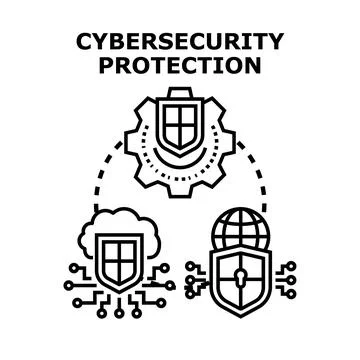 Cybersecurity protection concept vector illustrating digital security Stockillustratie