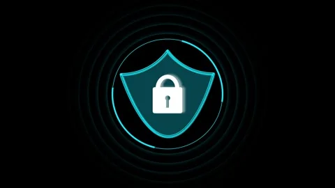 Cybersecurity protection shield icon enforces terminal firewall network acc.. Stock Footage 340999198