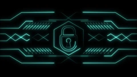 Cybersecurity protection shield icon runs electronic circuit tracks on netw.. Stock Footage 340999036