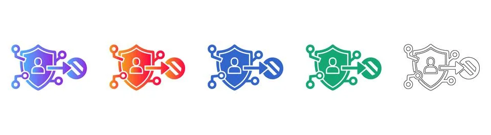Cybersecurity Protection Shield Icon Set Illustrazione stock