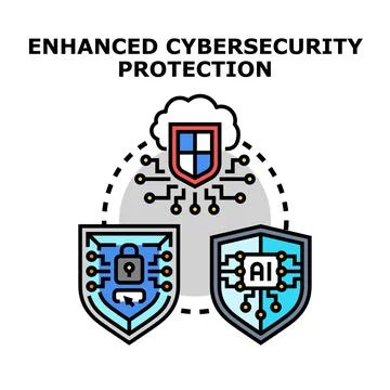 Cybersecurity protection system with artificial intelligence Stock Illustration