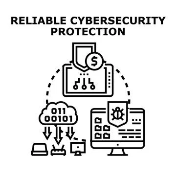 Cybersecurity protection system securing digital data network イラスト素材