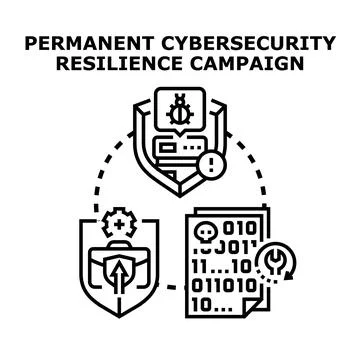 Cybersecurity resilience campaign building robust digital protection イラスト素材