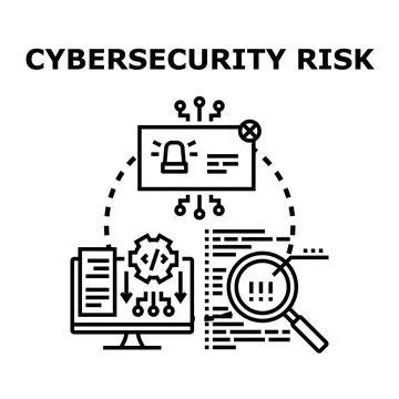Cybersecurity risk identifying and preventing data hacking threats Stock Illustration