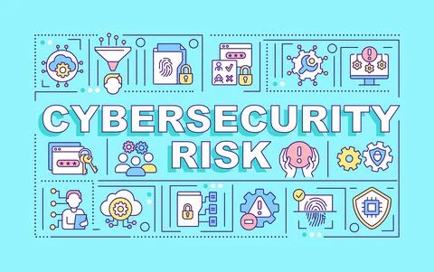Cybersecurity risk word concepts blue banner 스톡 일러스트