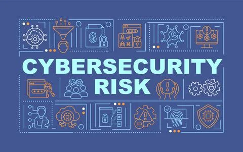 Cybersecurity risk word concepts dark blue banner Stock Illustration