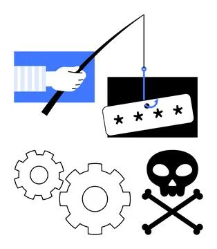 Cybersecurity Risks Phishing Threat and System Vulnerabilities Highlighted by Stock Illustration
