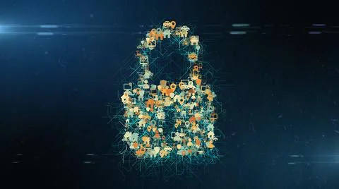 Cybersecurity safety of data from viruses, malware and hacking Illustrazione stock