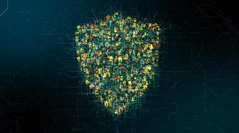 Cybersecurity safety of data from viruses, malware and hacking  Stock Illustration