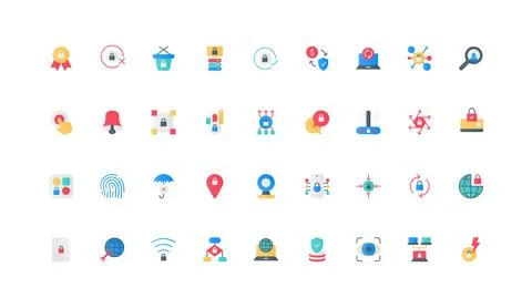 Cybersecurity, secure shield and lock for confidential data, antivirus color Stock Illustration