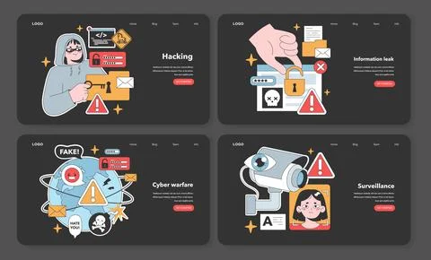 Cybersecurity set. Flat vector illustration Stock Illustration