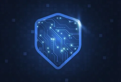 Cybersecurity shield and information or network protection Stock Illustration