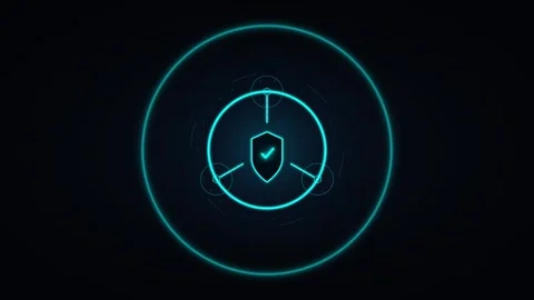 Cybersecurity shield animation with glowing digital interface and data prot.. Stock Footage 337566680