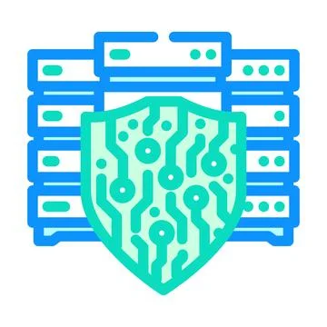 Cybersecurity shield data center color icon vector illustration Stock Illustration