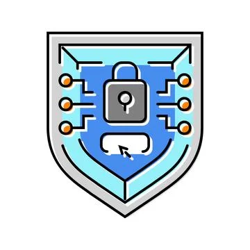 Cybersecurity shield data center color icon vector illustration Illustrazione stock