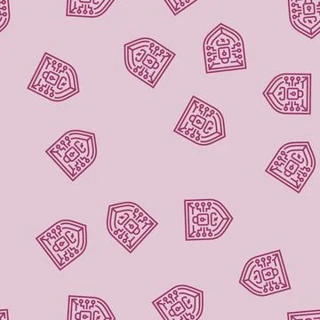 Cybersecurity shield data center line seamless pattern Stock Illustration