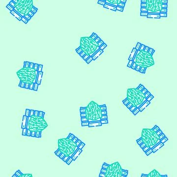 Cybersecurity shield data center vector seamless pattern Stock Illustration