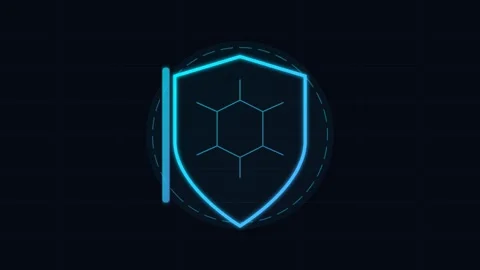 Cybersecurity Shield Deflecting Red Hacker Attack Packets Minimalist Motion.. Видео 346130435