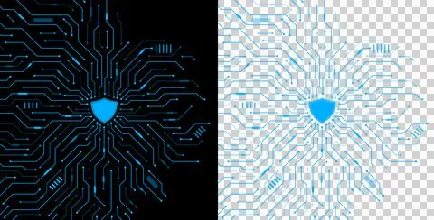 Cybersecurity Shield with Digital Circuit Network for Data Protection, Internet  Ilustración de archivo