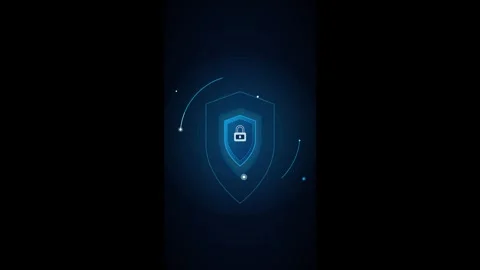 Cybersecurity shield with digital data protection animation and network sec.. Video stock 337559346