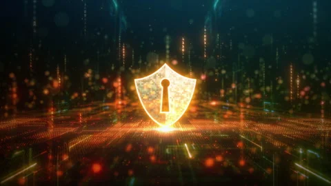 Cybersecurity Shield on Digital Network Background, The Cybersecurity Stock Footage 273283466