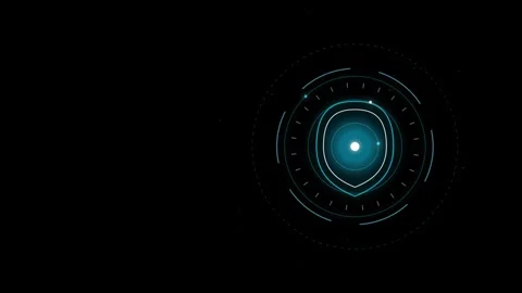 Cybersecurity Shield HUD Element with Pulsating Circles Motion Graphic Stock Footage 346308295