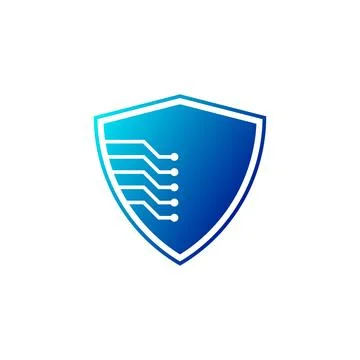 Cybersecurity Shield Icon with Circuit Lines for Protection and Security Stock-Illustration