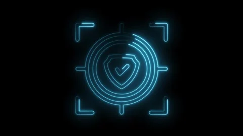 Cybersecurity shield icon with neon glow effect for data protection and aut.. Stock Footage 312308975