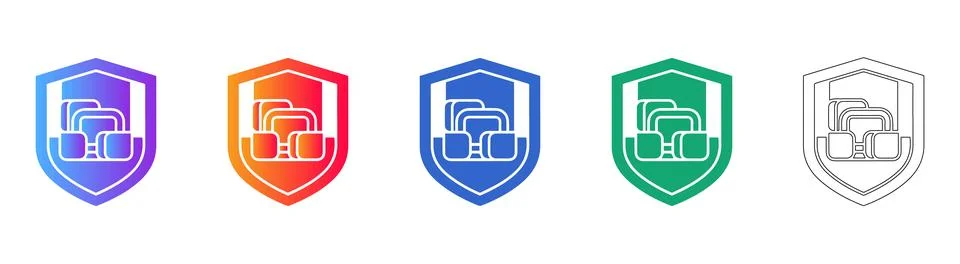 Cybersecurity Shield Icon Set with Modern Gradient Design Illustrazione stock