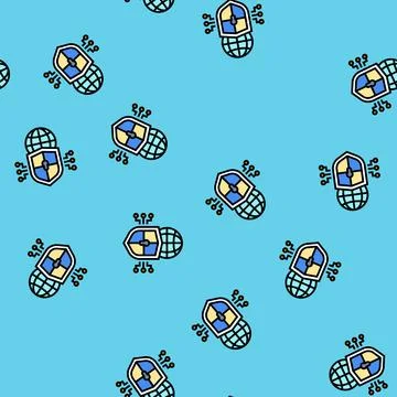 Cybersecurity shield industry vector seamless pattern イラスト素材