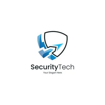 Cybersecurity shield logo icon for modern tech and it security brands Stock Illustration