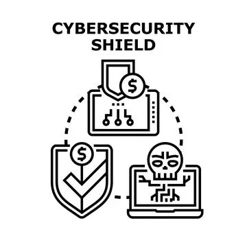 Cybersecurity shield protecting data from digital threats Stock Illustration