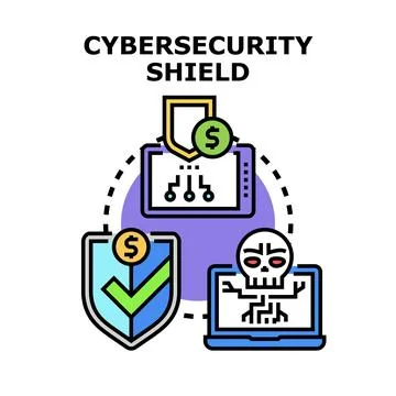 Cybersecurity shield protecting data from digital threats Stock Illustration