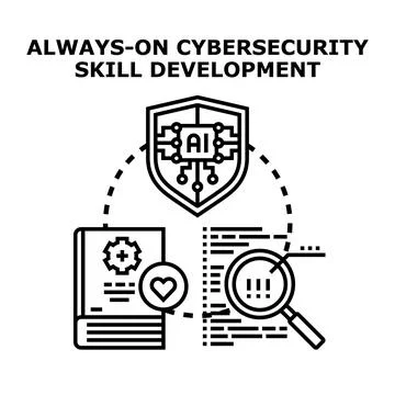 Cybersecurity skill development with artificial intelligence and data analysi Stock Illustration