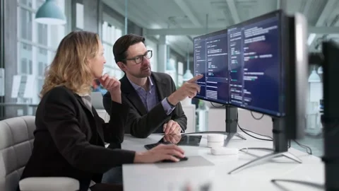 Cybersecurity Software Development In Office Stock Footage 327529370