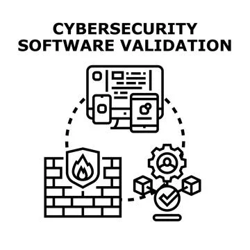 Cybersecurity software validation concept preventing digital threats イラスト素材