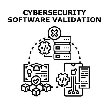 Cybersecurity software validation concept with system testing イラスト素材