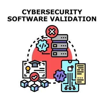 Cybersecurity software validation concept with system testing 库存插图