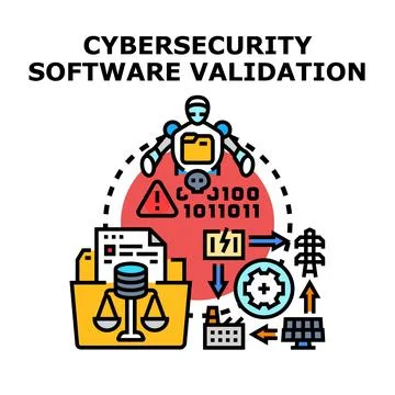 Cybersecurity software validation process with automatic system Ilustración de archivo