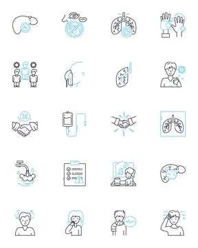 Cybersecurity solution linear icons set. Firewall, Encryption, Antivirus 스톡 일러스트