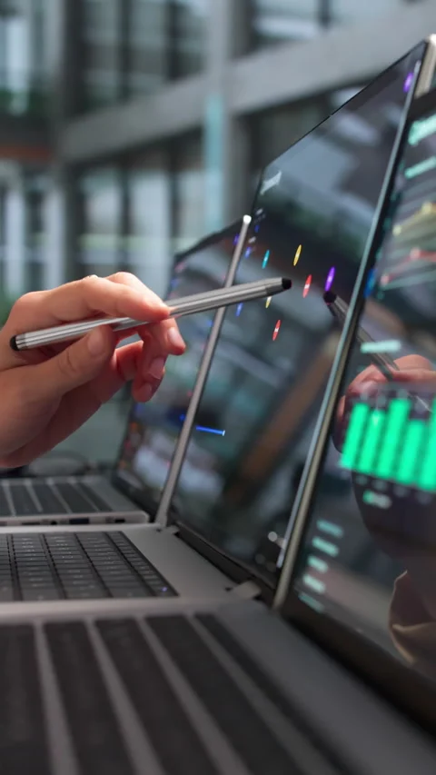 Cybersecurity Specialist Analyzing Network Threats On Laptop Stock Footage 339181239