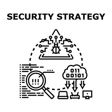 Cybersecurity strategy developing data protection against virus threats Stock Illustration