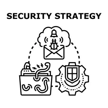 Cybersecurity strategy preventing data hacking and virus attack Stock Illustration