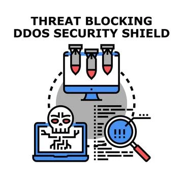 Cybersecurity system blocking ddos attack and threats 库存插图