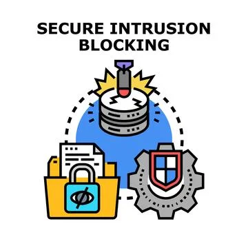 Cybersecurity system blocking digital intrusion and protecting confidential.. 库存插图