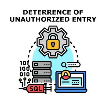 Cybersecurity system deterring unauthorized digital entry and data breach Stock Illustration