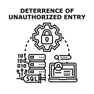 Cybersecurity system deterring unauthorized digital entry and data breach Stock Illustration