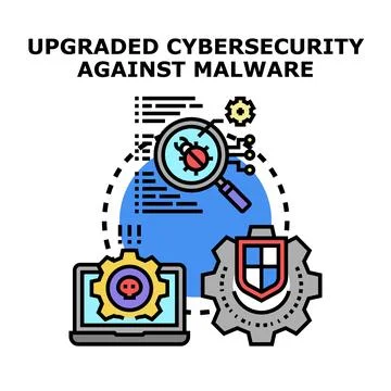 Cybersecurity system protecting digital data against malware threats Stock Illustration